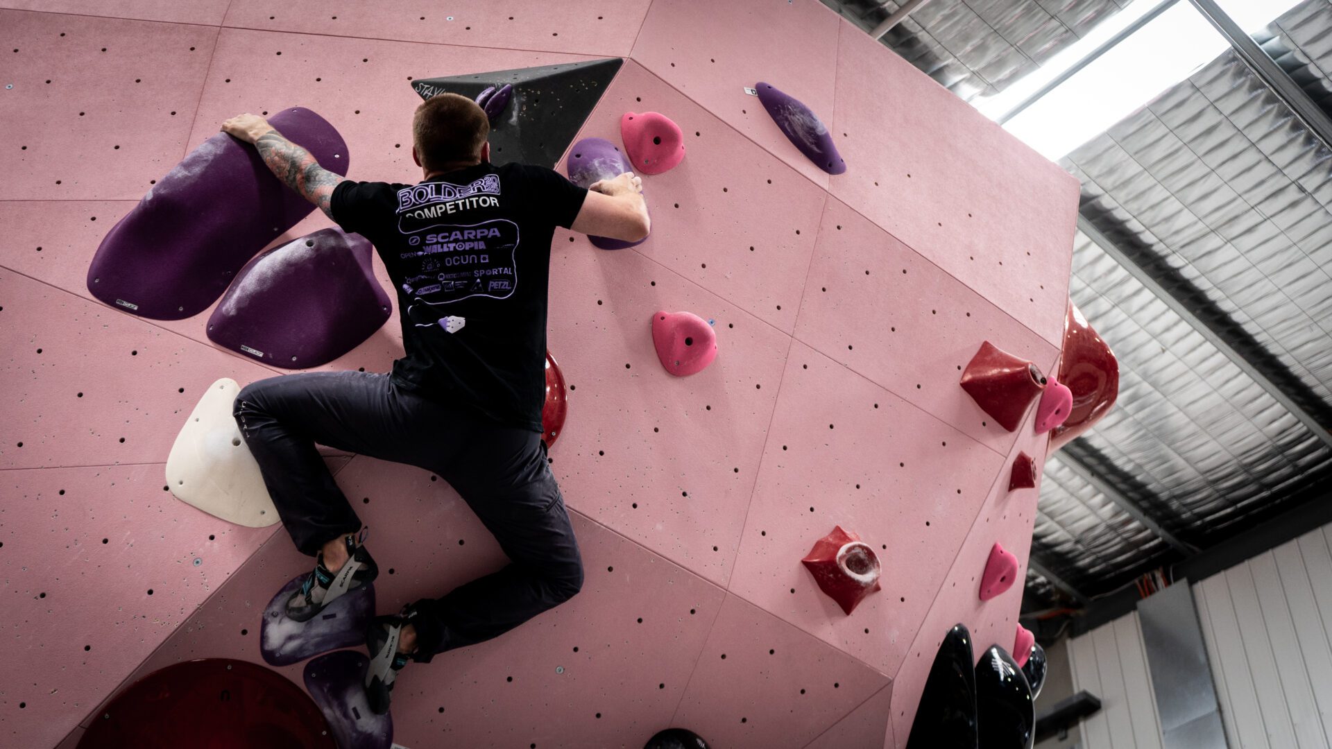 Climbers on the bouldering wall